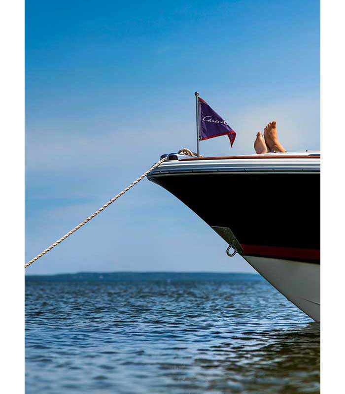Photo Contest Cover Finalist: Image of the bow of a boat anchored off of Chamber's Island near Door County, Wisconsin