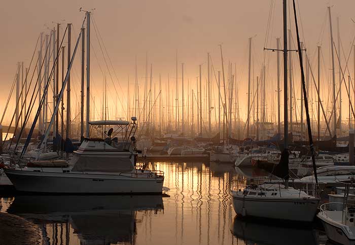 Shuler Marina in San Diego California at sunrise