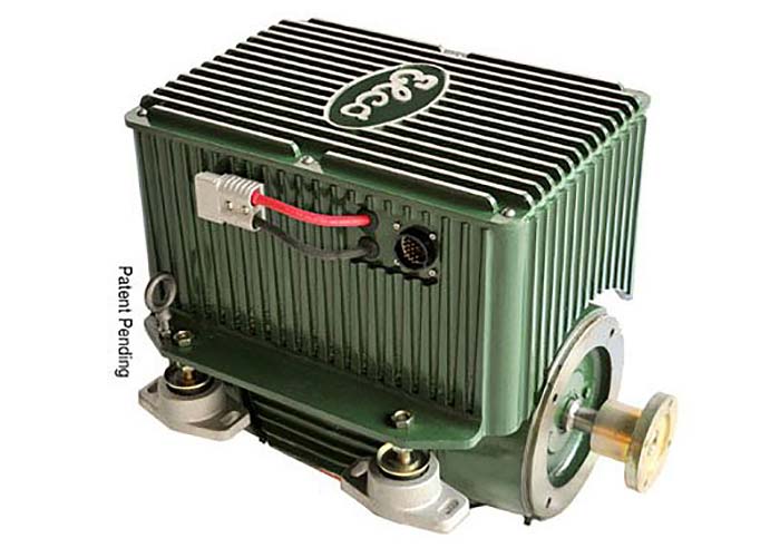 Product photo: Elco electric boat motor with green housing
