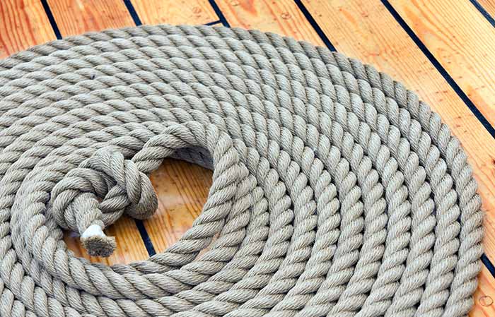 Coiled rope on deck