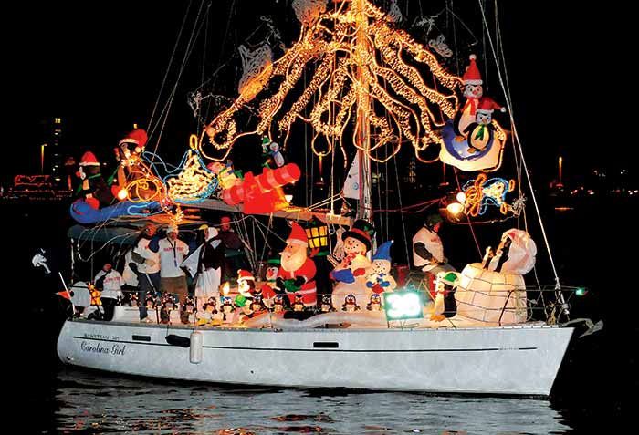 Holiday light display in boat parade