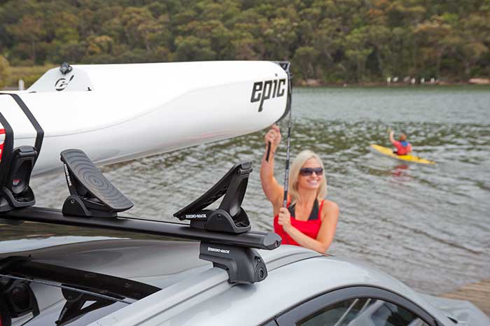 Strapping kayak to roof rack