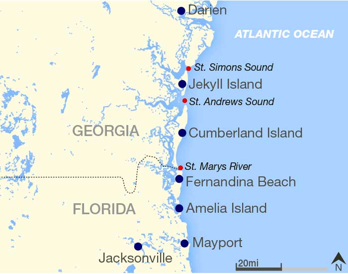 Georgia/Florida coast map