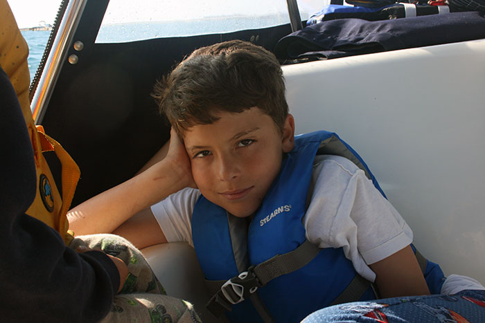 Seasick young boy