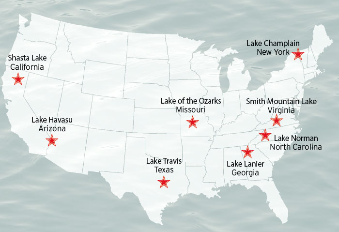 America's freshwater lakes map