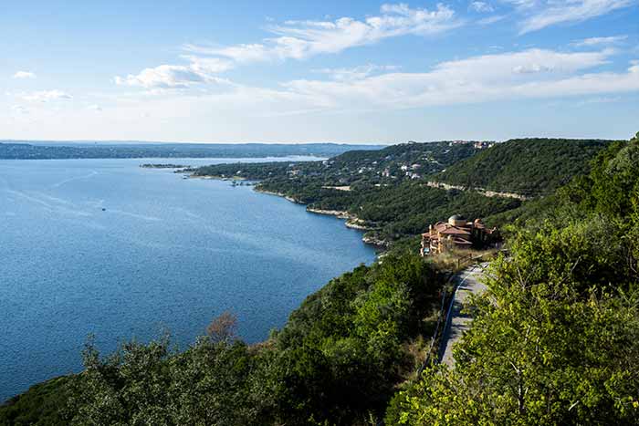 The rolling hills on the western edge of Austin overlook Lake Travis