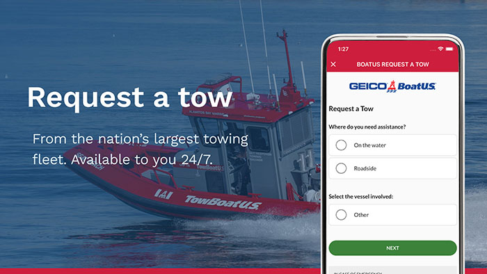 BoatUS App request a tow