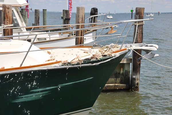 Boat Damage From Hitting Bridge Abutment