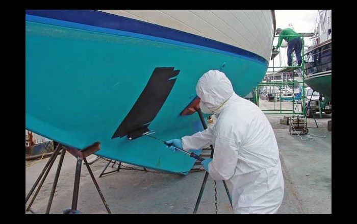 Painting boat bottom