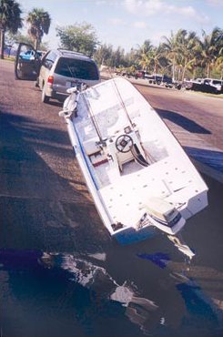 Boat Laying Sideways on the Boat Ramp