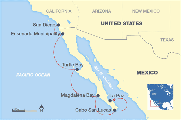 West Coast Map of US and Mexico