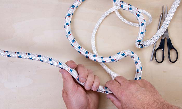 Splicing double-braided line finishing