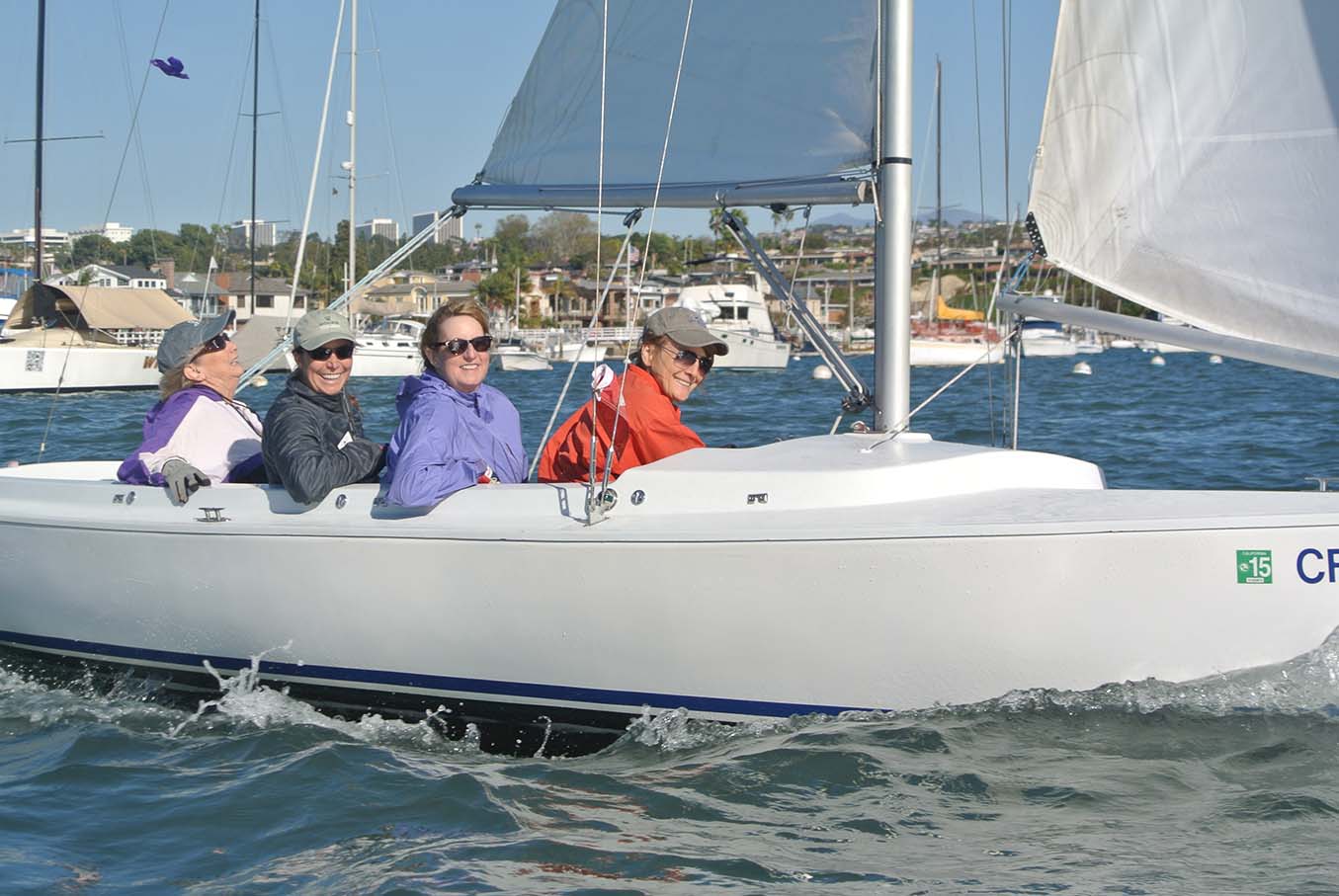 Four Women Cruising in Sailboat