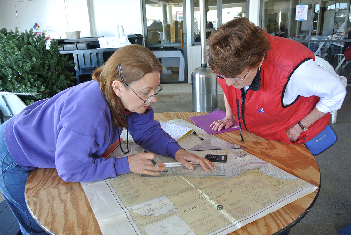Two Elderly Women Plot Navigation Course