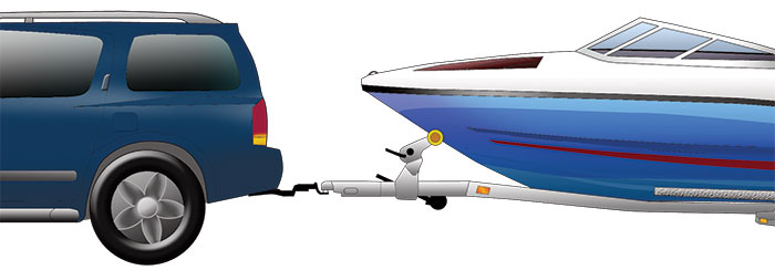 Truck and trailer with boat illustration