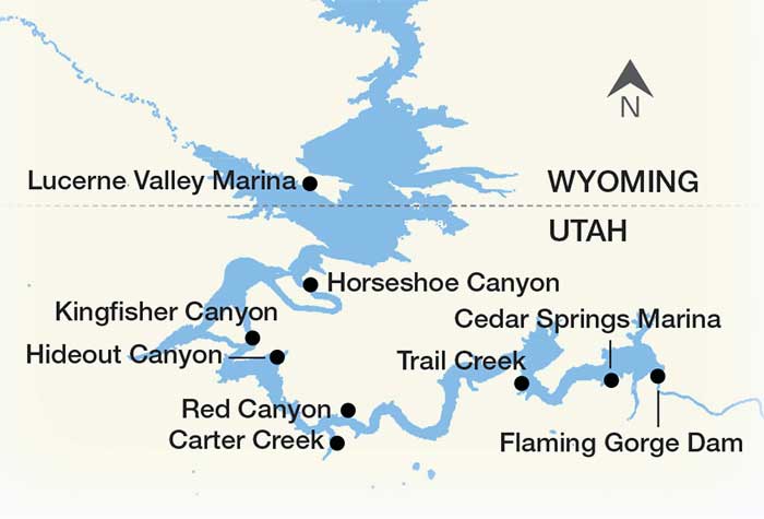 Flaming Gorge Reservoir Utah S Hidden Boating Jewel BoatUS   Flaming Gorge Map.ashx