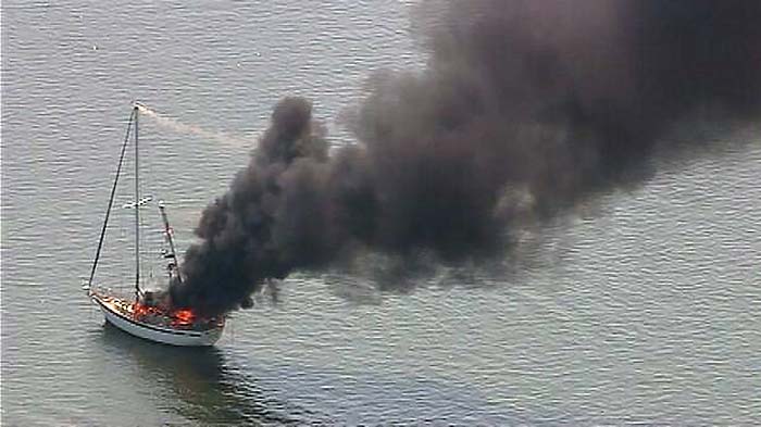 Powerline boat fire