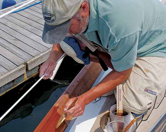 Varnishing boat trim