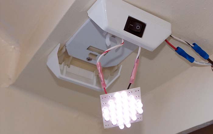 Dome-type lights retrofitted with LED arrays