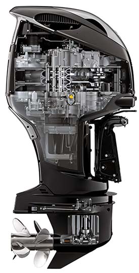 Suzuki DF350 outboard engine cutaway