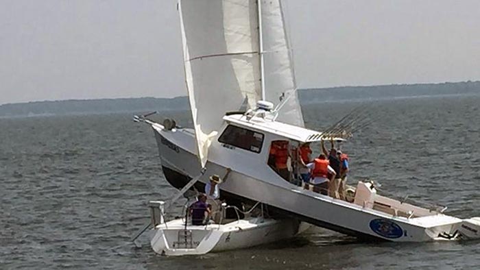 Commercial vessel and sailboat collision