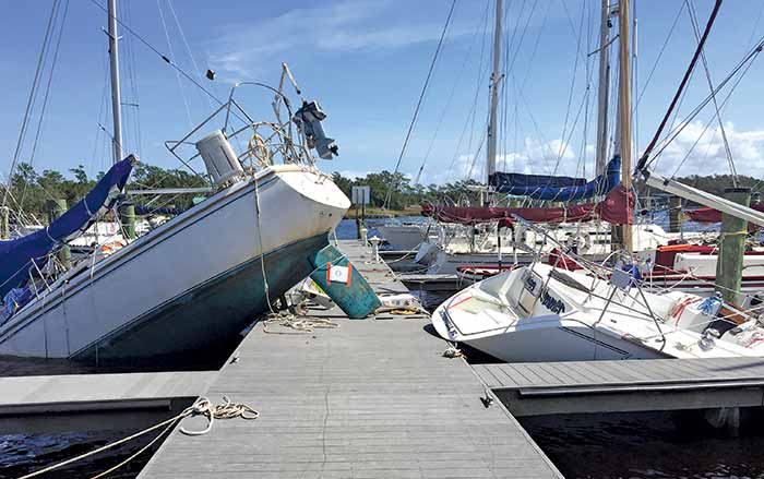 Boats damaged in the aftermath of Hurricane Florence