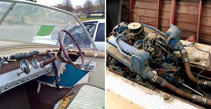1964 Chris Craft engine before and after makeover