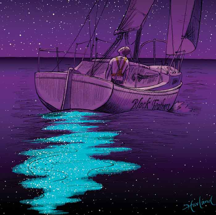 Nighttime sail illustration