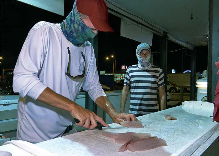 Cutting fresh fish