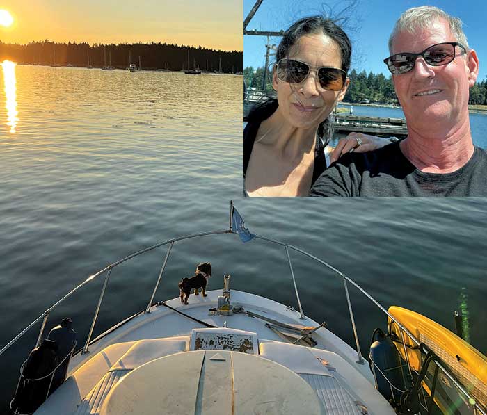 Nigel Malkin's boat with his wife Kristie