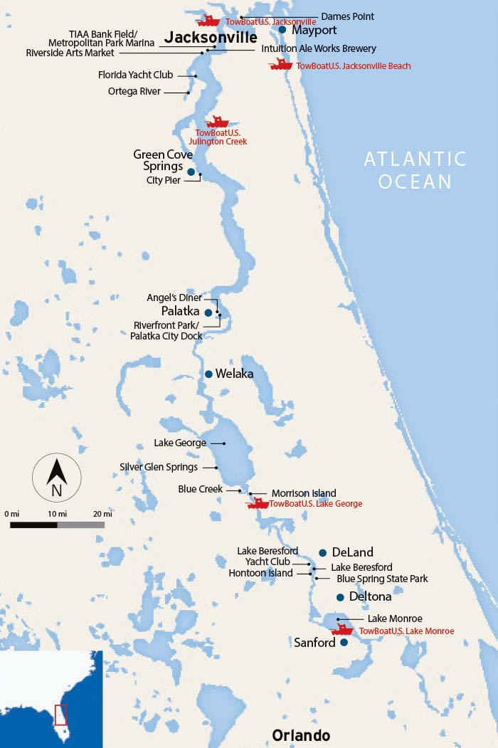 St. Johns River Central Florida area map