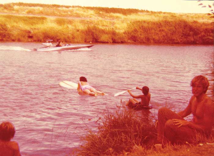 Frank, his brother, John, and their mom swimming in the Delta circa 1970s