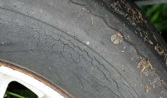 Trailer tire spider cracks and dry rot