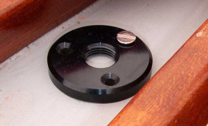 Marking the positions of the pedestal mounting base and the pivot pin
