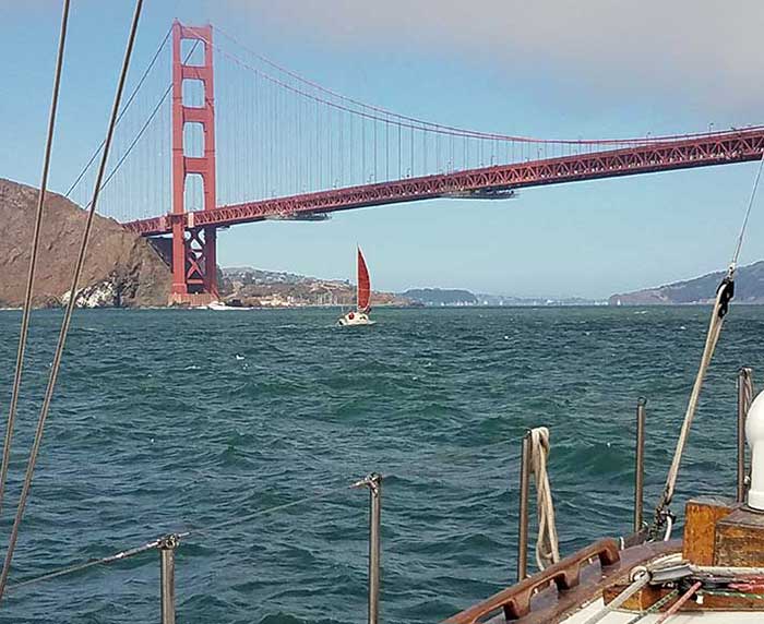 Passing the Golden Gate Bridge in San Francisco