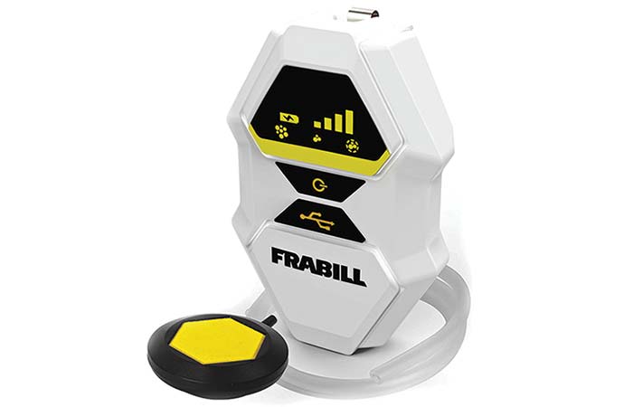 Product photo, Frabill ReCharge lithium battery portable aerator for fishing bait cooler