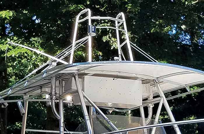Senior walker device installed on powerboat as a mini-tower