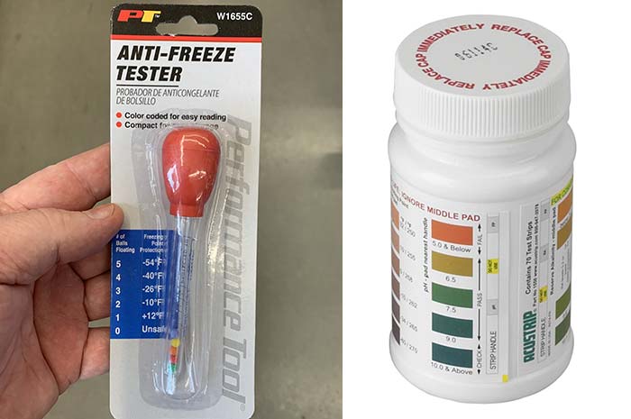 Anti-freeze tested and coolant test strips