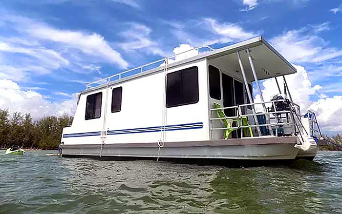 Flamingo Adventures houseboat rental anchored on the Florida Everglades