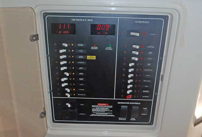 Main AC electrical panel fro a boat generator