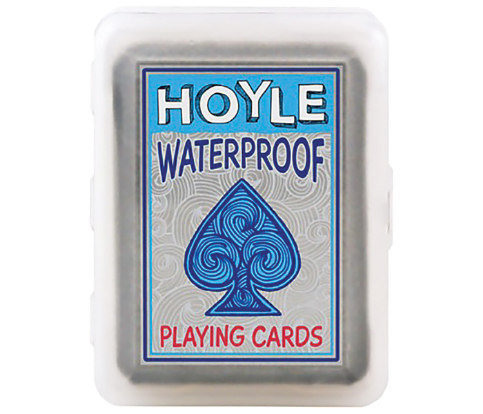 Container for Hoyle waterproof playing cards.