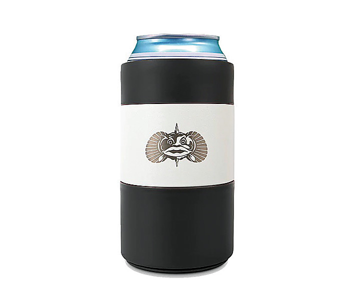 12 ounce can in a black and white can cooler.