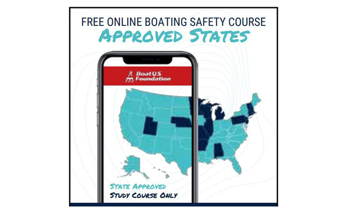 Infographic displaying free online boating safety courses that are state approved