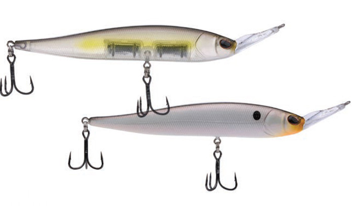 Two white Krej wighted fishing lures 